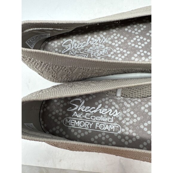 Skechers Cleo Sport Womens Knit Ballet Flats - Taupe Gray Slip-On Shoes Size 7 - Picture 8 of 12